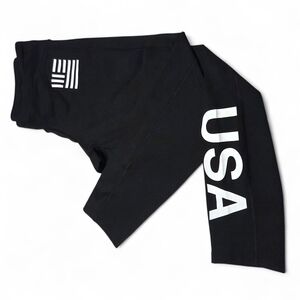 The North Face International Collection 7/8 Black Leggings USA Graphic Sz L EUC